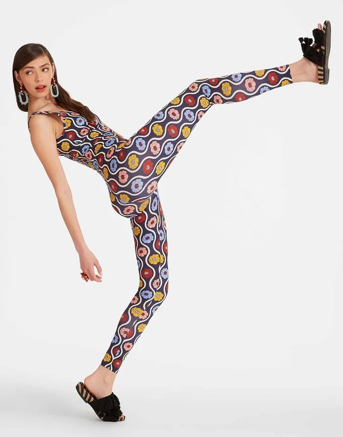 La Doublej Jazzercize Suit Whitsun Mini Blue In Skinny Jersey Women Loungewear