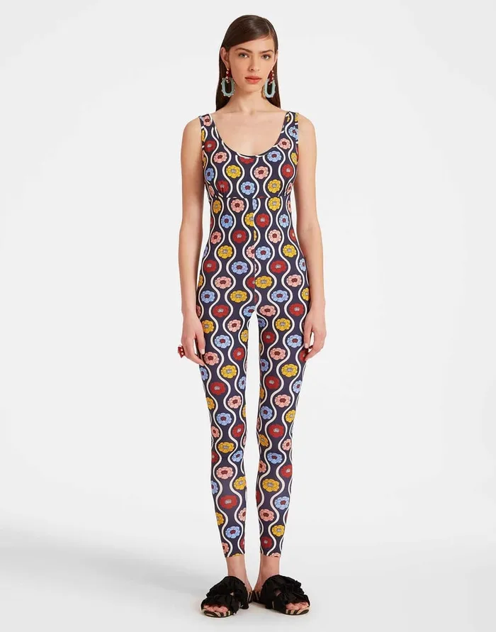 La Doublej Jazzercize Suit Whitsun Mini Blue In Skinny Jersey Women Loungewear