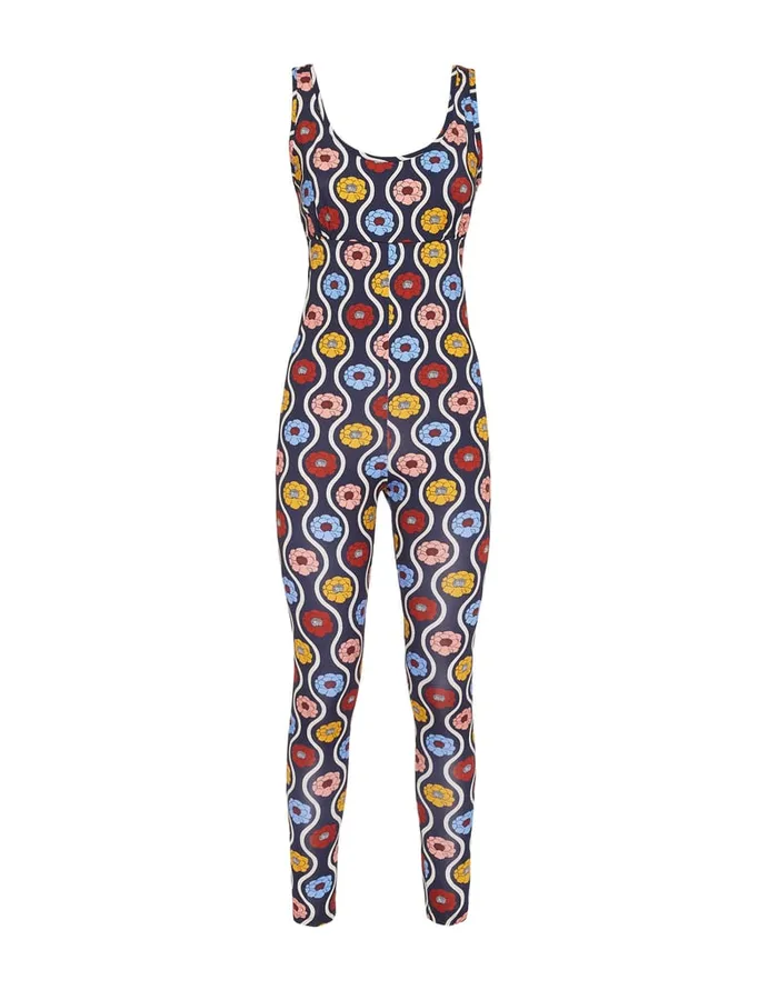 La Doublej Jazzercize Suit Whitsun Mini Blue In Skinny Jersey Women Loungewear