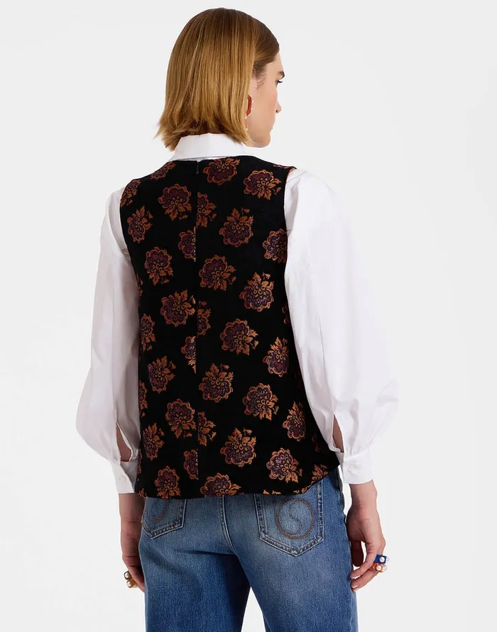 La Doublej La Scala Top Rosette Black In Jacquard Women Shirts and Tops