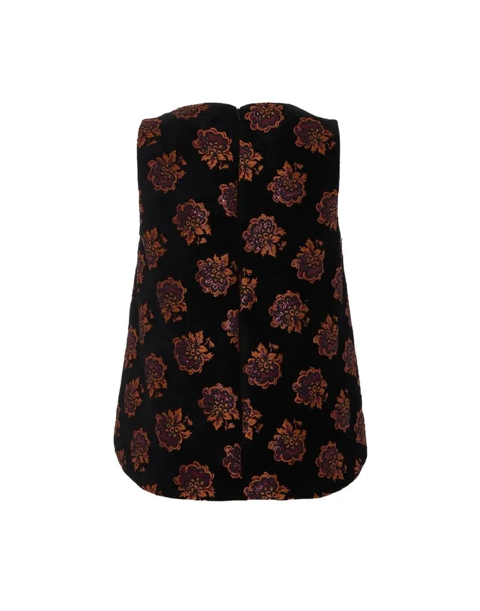 La Doublej La Scala Top Rosette Black In Jacquard Women Shirts and Tops