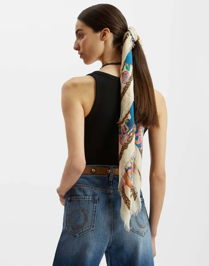 La Doublej Light Scarf Eve Ecru In Wool Modal Women Foulards and Scarves