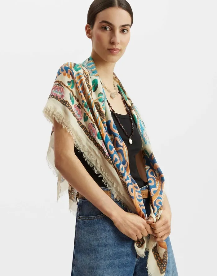 La Doublej Light Scarf Eve Ecru In Wool Modal Women Foulards and Scarves