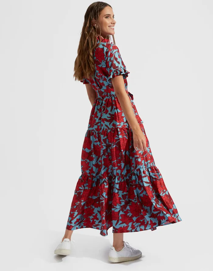 La Doublej Long And Sassy Dress Lilium Turchese In Silk Twill Women Dresses