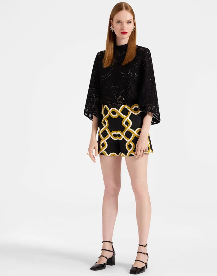 La Doublej Margarita Shorts Tackle Black In Shot Cotton Women Shorts and Pants