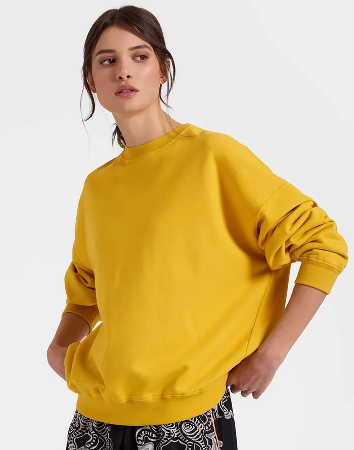 La Doublej Off Court Sweatshirt Solid Dark Yellow In Jersey Women TShirts and Sweatshirts
