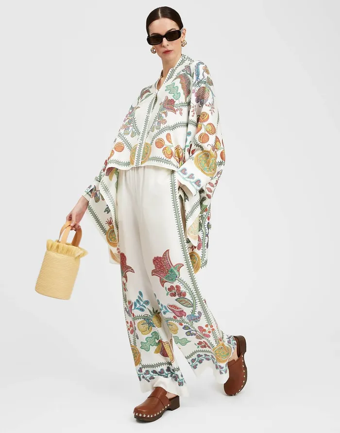 La Doublej Palazzo Pants Grenadilla Place Off White In Silk Twill Women Shorts and Pants