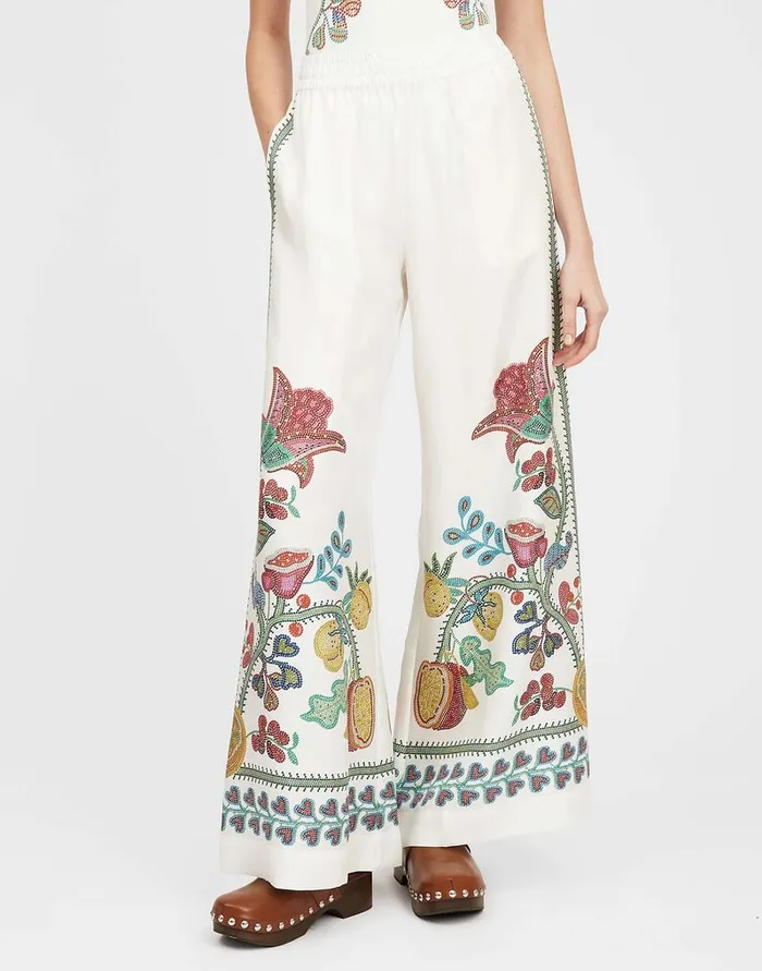 La Doublej Palazzo Pants Grenadilla Place Off White In Silk Twill Women Shorts and Pants