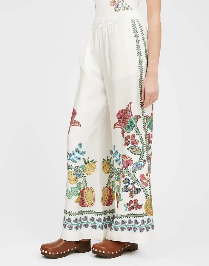 La Doublej Palazzo Pants Grenadilla Place Off White In Silk Twill Women Shorts and Pants