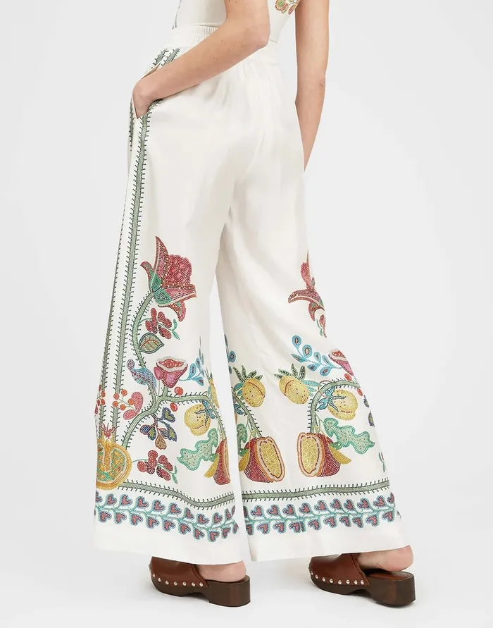 La Doublej Palazzo Pants Grenadilla Place Off White In Silk Twill Women Shorts and Pants