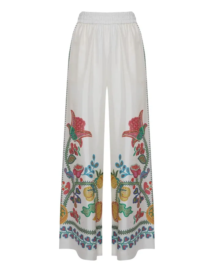 La Doublej Palazzo Pants Grenadilla Place Off White In Silk Twill Women Shorts and Pants