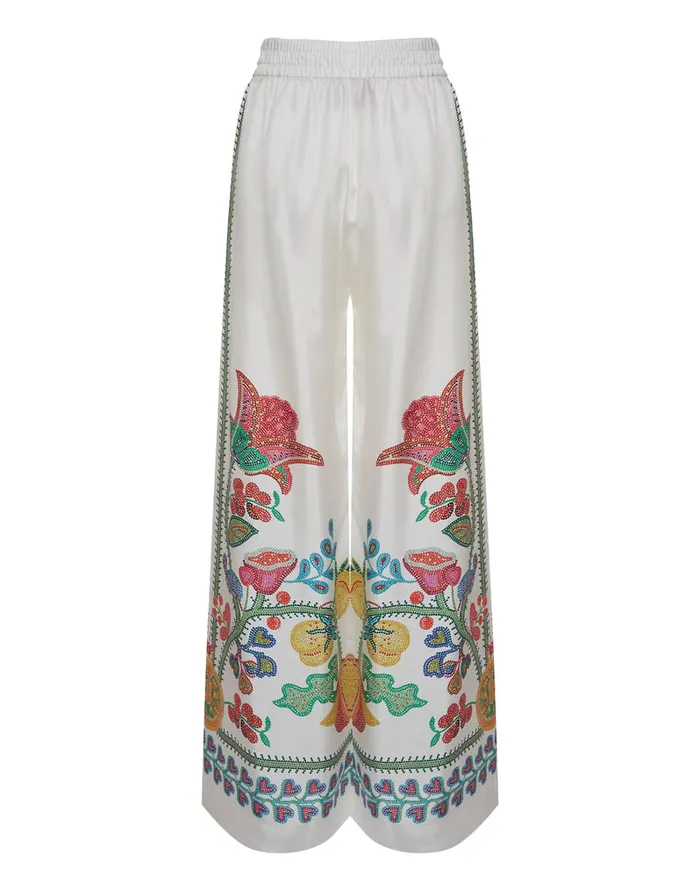 La Doublej Palazzo Pants Grenadilla Place Off White In Silk Twill Women Shorts and Pants