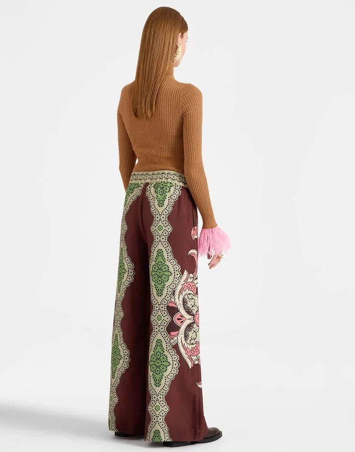 La Doublej Palazzo Pants Portal Place Brown In Silk Twill Women Party Dressing