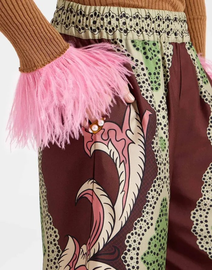 La Doublej Palazzo Pants Portal Place Brown In Silk Twill Women Party Dressing