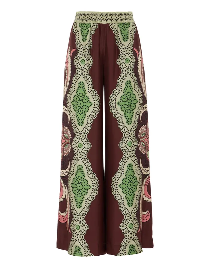 La Doublej Palazzo Pants Portal Place Brown In Silk Twill Women Party Dressing