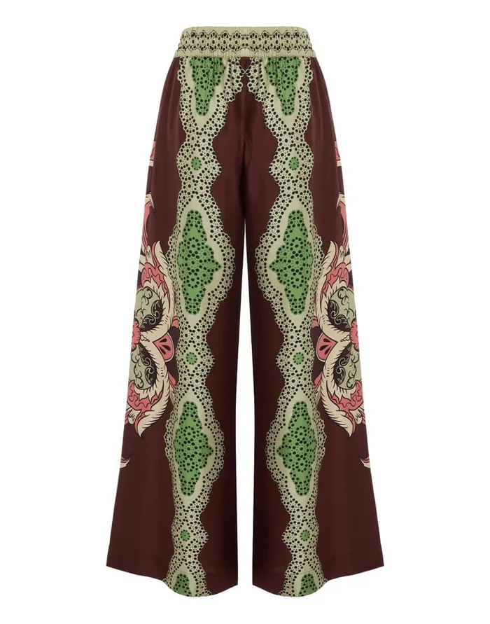 La Doublej Palazzo Pants Portal Place Brown In Silk Twill Women Party Dressing