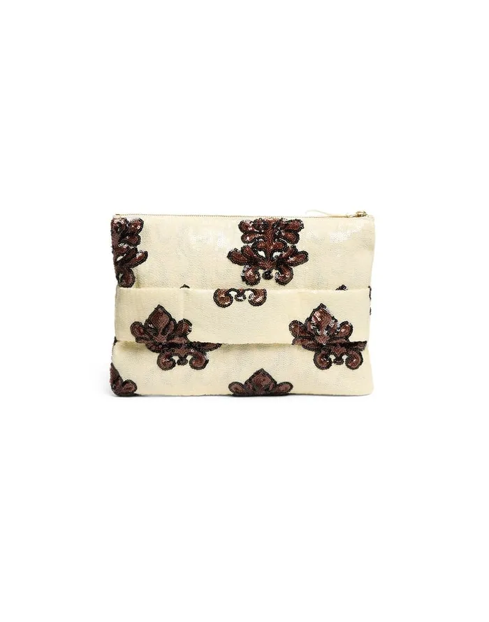 La Doublej Ruffle Pochette Herald Pink In Paillettes Women Bags and Pochettes