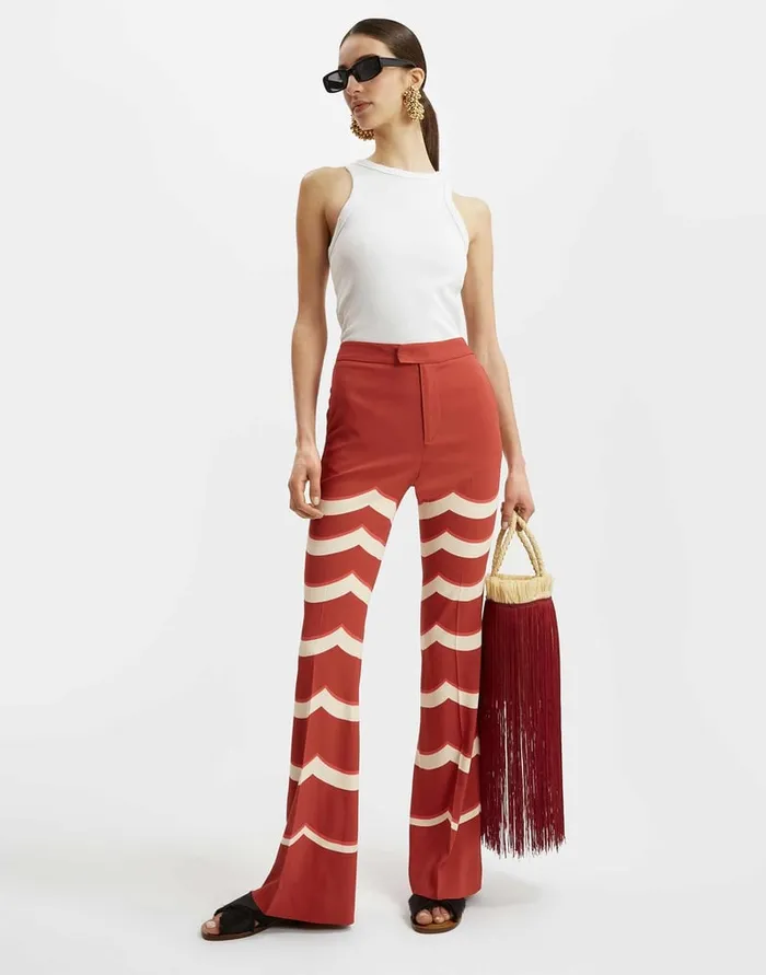 La Doublej Saturday Night Pants Fans Place Red In Envers Satin Women Shorts and Pants
