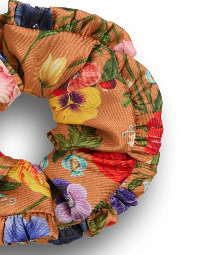 La Doublej Scrunchie Botticelli Rust In Silk Twill Women Hair Accessories