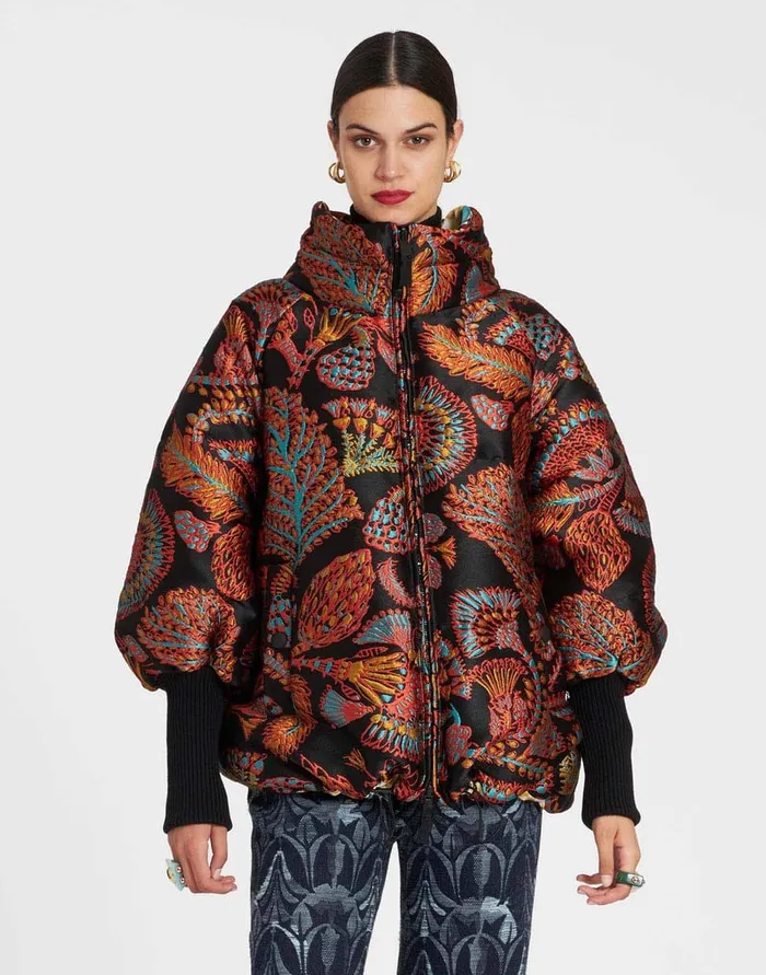 La Doublej St Moritz Jacket Sicomore Black In Jacquard Women Outerwear