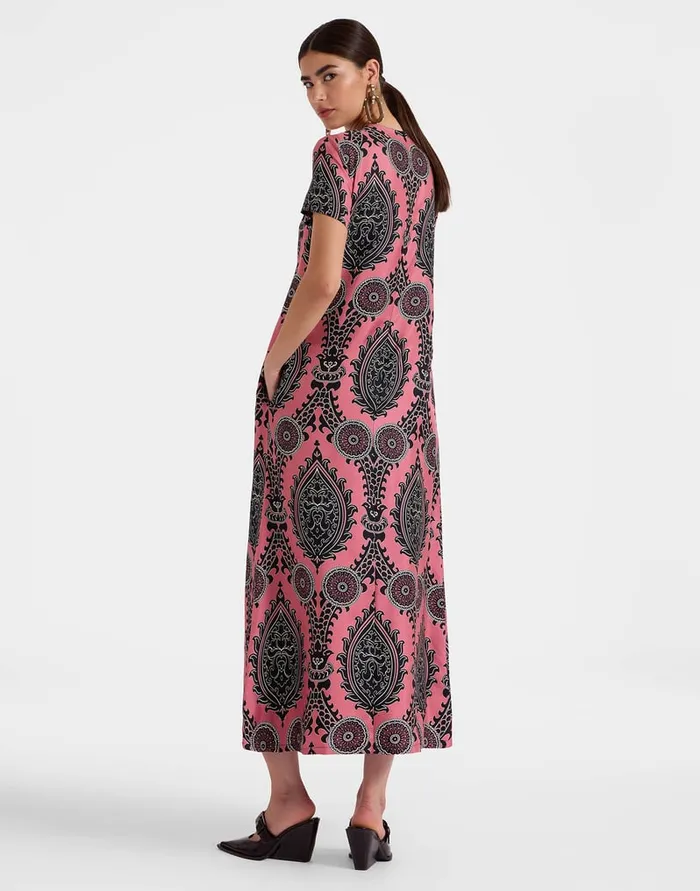 La Doublej Swing Dress Oltrarno Pink In Silk Twill Women Dresses