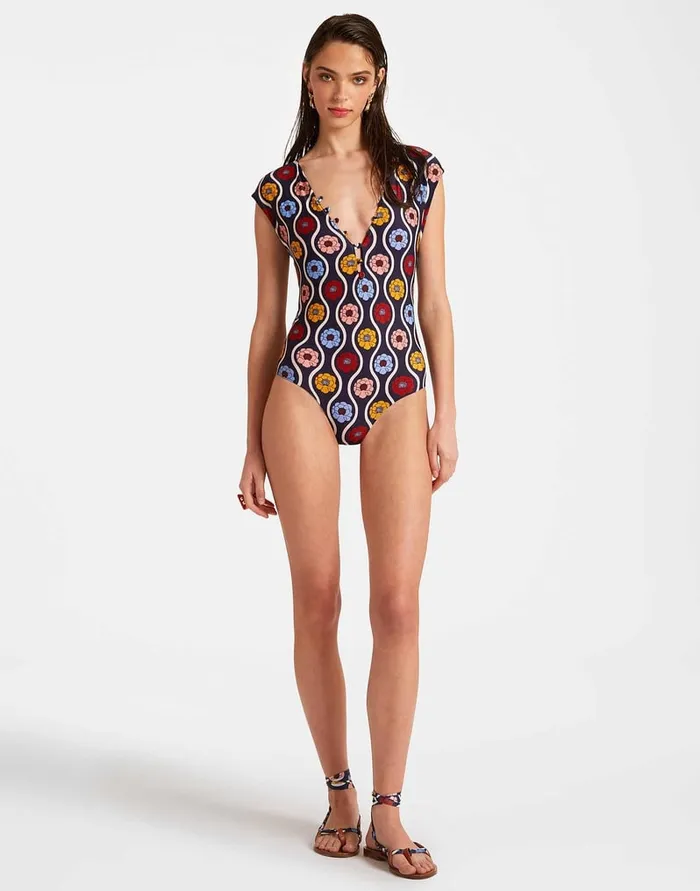 La Doublej Tutto Suit Whitsun Mini Blue In Lycra Women Swimwear