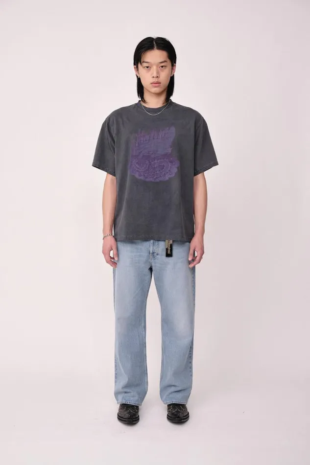 LA Print Hand 8211 Washed Black WomenMen Won Hundred Tops and Tshirts