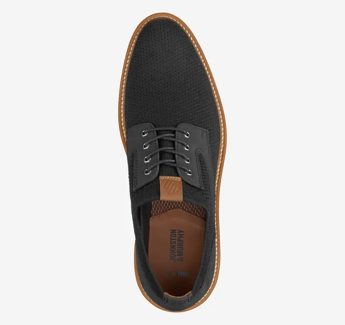 LaceUps Johnston and Murphy Men Upton Knit Plain Toe Black Knit
