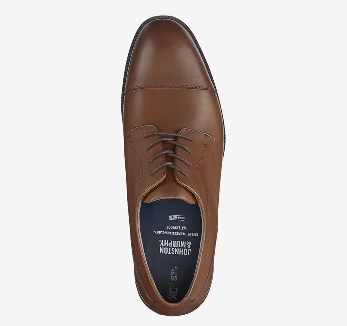 LaceUps Johnston and Murphy Men XC4 Maddox Cap Toe Tan Waterproof Full Grain