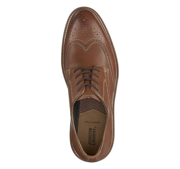 LaceUps Upton Wingtip Tan Full Grain 8211 Johnston and Murphy Men
