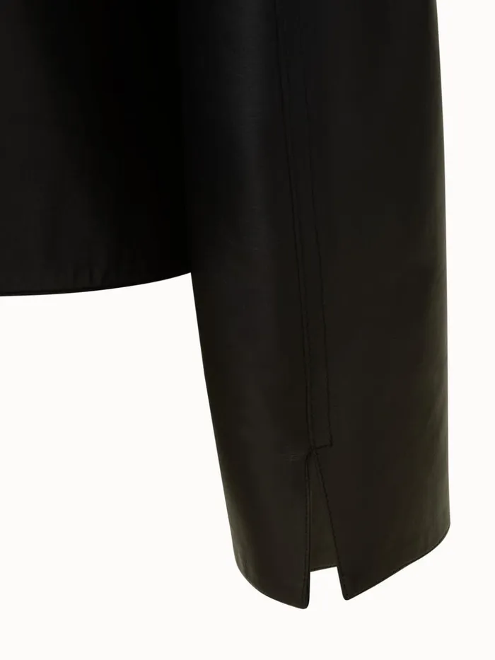 Lamb Leather Jacket With Shirt Collar And Button Detail Black Women Akris Jackets