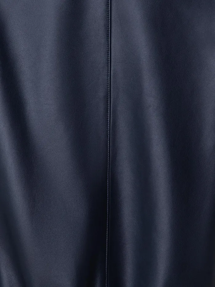 Lambskin Leather Bomber Jacket Navy Women Akris Jackets