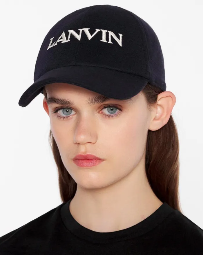 Lanvin Wool Cap Navy Blue Women Lanvin Hats