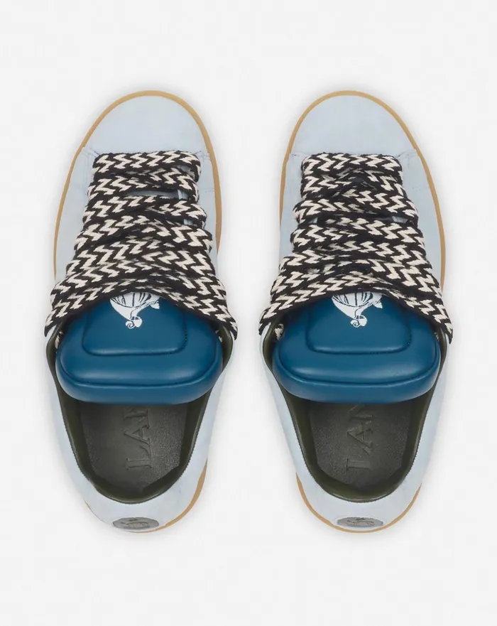 Lanvin X Future Hyper Curb Sneakers In Leather And Suede For Men Bluedark Blue Men Lanvin Curb Lite Lanvin X Future Hyper Curb Sneakers In Leather And Suede For Men Bluedark Blue Men Lanvin Curb Lite