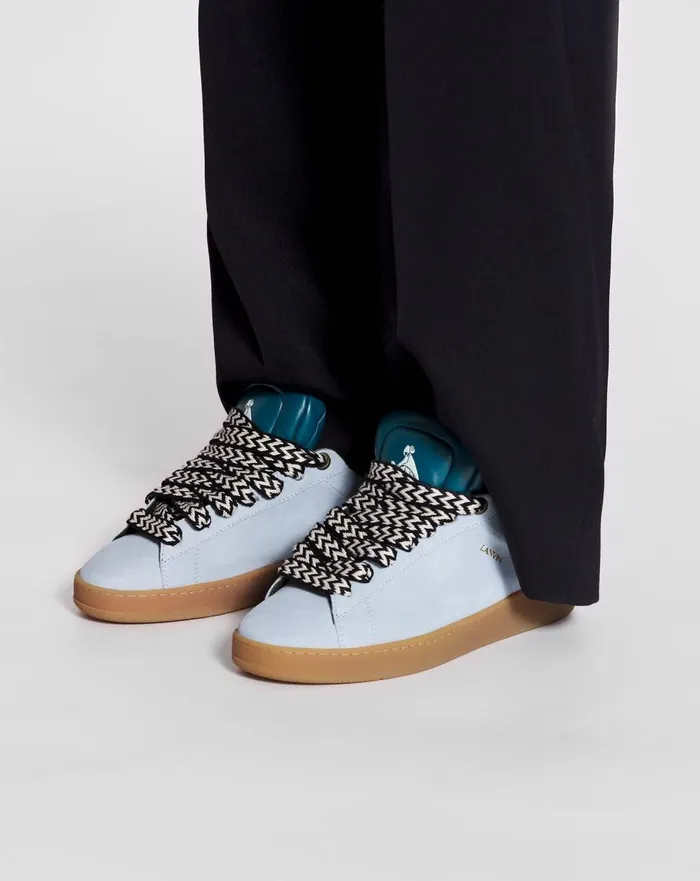 Lanvin X Future Hyper Curb Sneakers In Leather And Suede For Men Bluedark Blue Men Lanvin Curb Lite Lanvin X Future Hyper Curb Sneakers In Leather And Suede For Men Bluedark Blue Men Lanvin Curb Lite