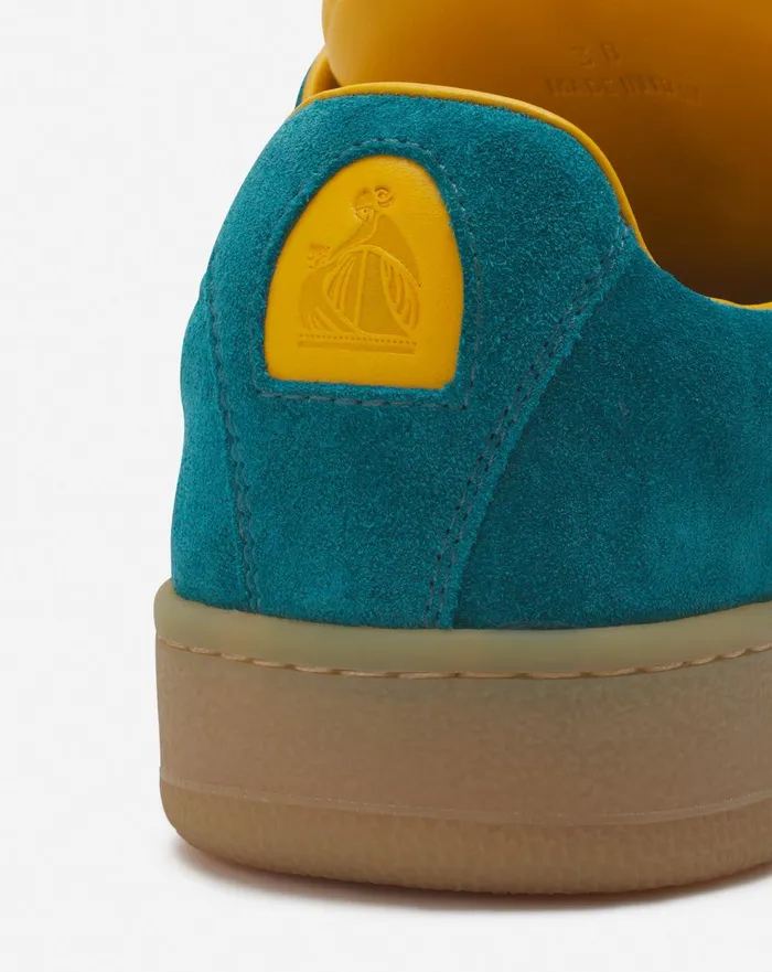 Lanvin X Future Hyper Curb Sneakers In Leather And Suede For Men Blueyellow Men Lanvin Sneakers