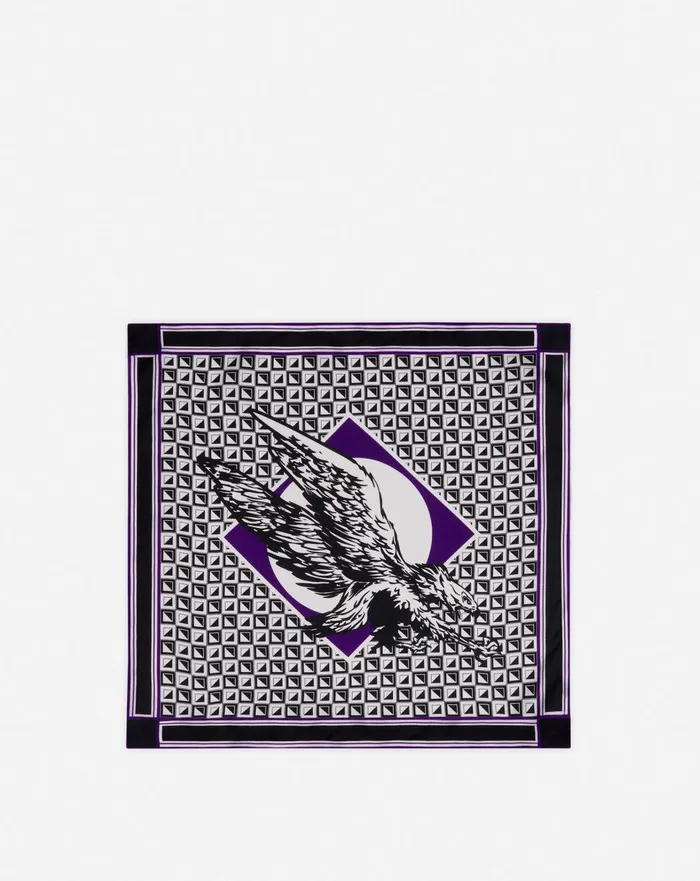 Lanvin X Future Scarf Eagle Print And Silk Triangles Blackpurple Reign Men Lanvin Hats