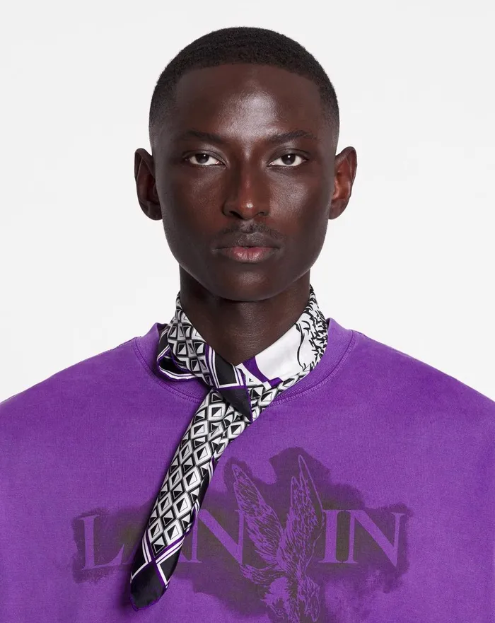 Lanvin X Future Scarf Eagle Print And Silk Triangles Blackpurple Reign Men Lanvin Hats