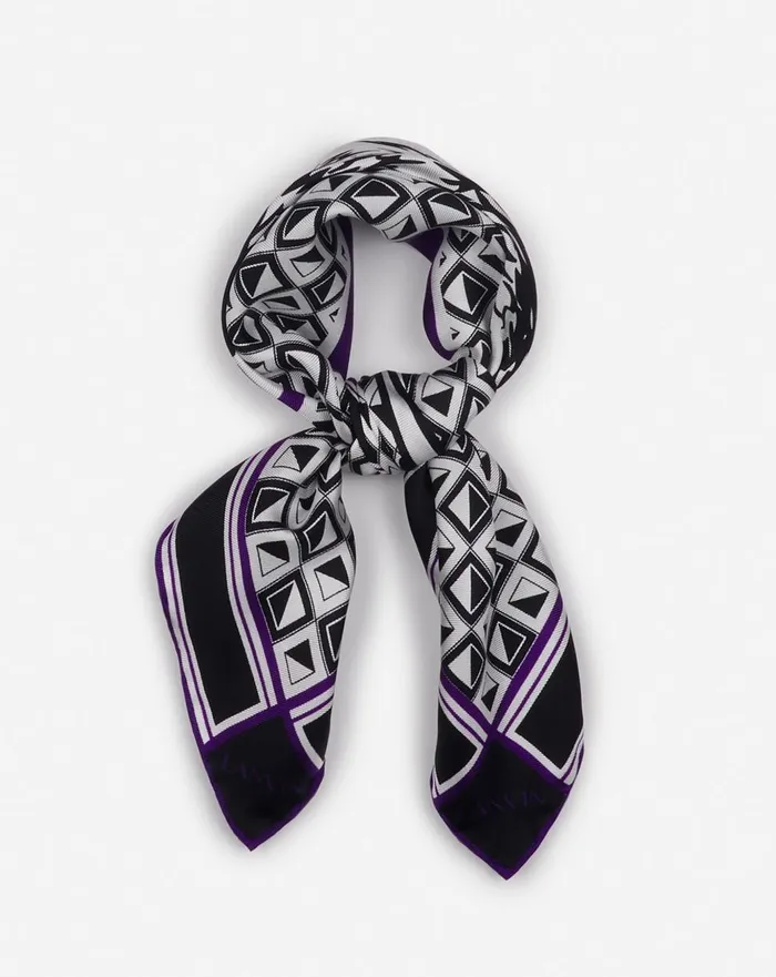 Lanvin X Future Scarf Eagle Print And Silk Triangles Blackpurple Reign Men Lanvin Hats