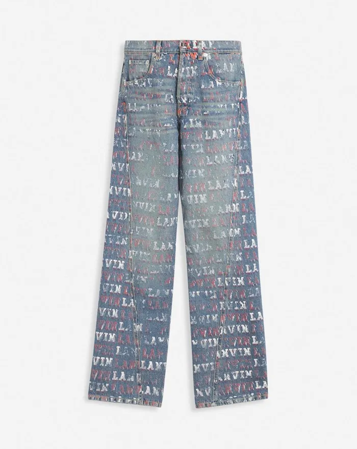 Lanvin X Future Straight Fit Printed Pants For Men Light Blue Men Lanvin Pants and Shorts