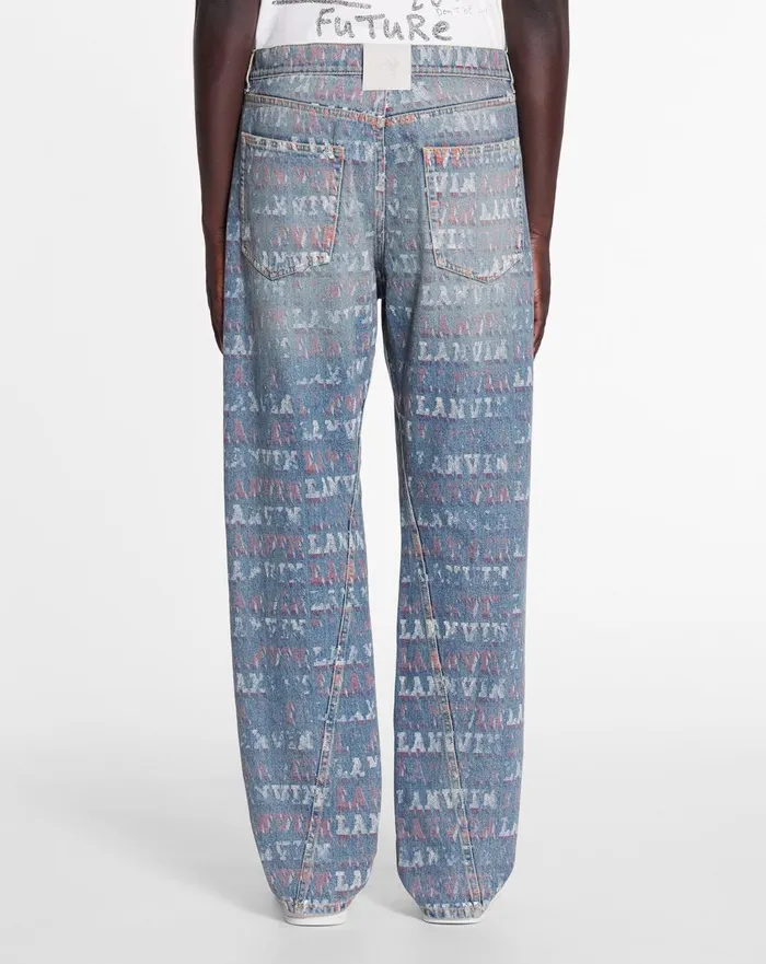 Lanvin X Future Straight Fit Printed Pants For Men Light Blue Men Lanvin Pants and Shorts Lanvin X Future Straight Fit Printed Pants For Men Light Blue Men Lanvin Pants and Shorts