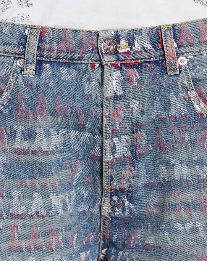 Lanvin X Future Straight Fit Printed Pants For Men Light Blue Men Lanvin Pants and Shorts Lanvin X Future Straight Fit Printed Pants For Men Light Blue Men Lanvin Pants and Shorts