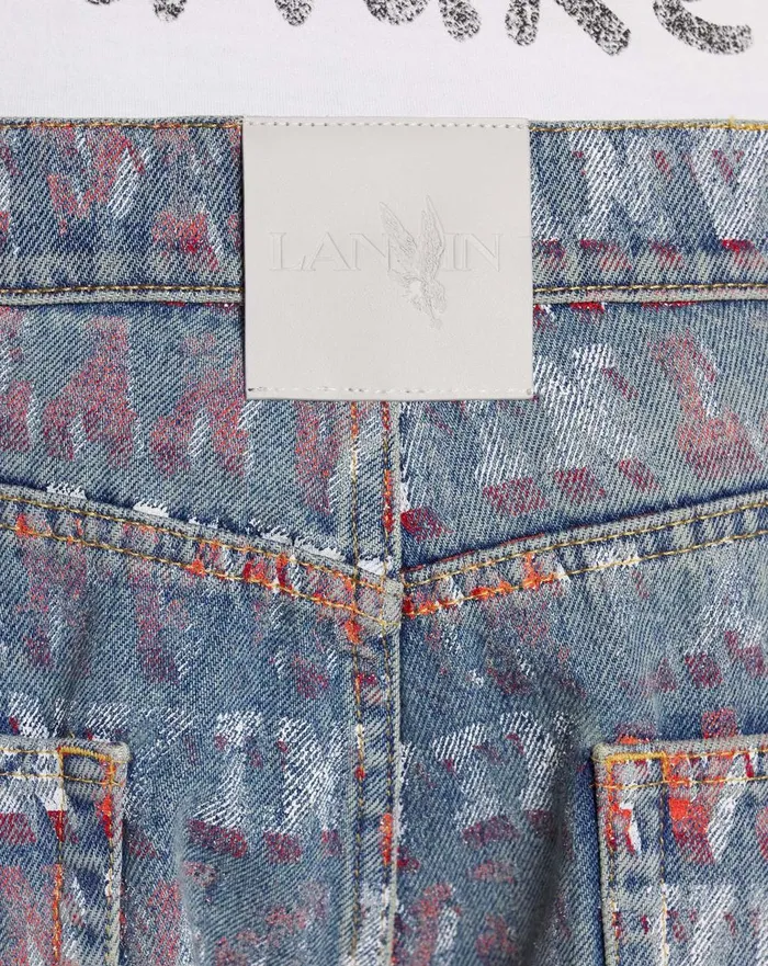 Lanvin X Future Straight Fit Printed Pants For Men Light Blue Men Lanvin Pants and Shorts Lanvin X Future Straight Fit Printed Pants For Men Light Blue Men Lanvin Pants and Shorts