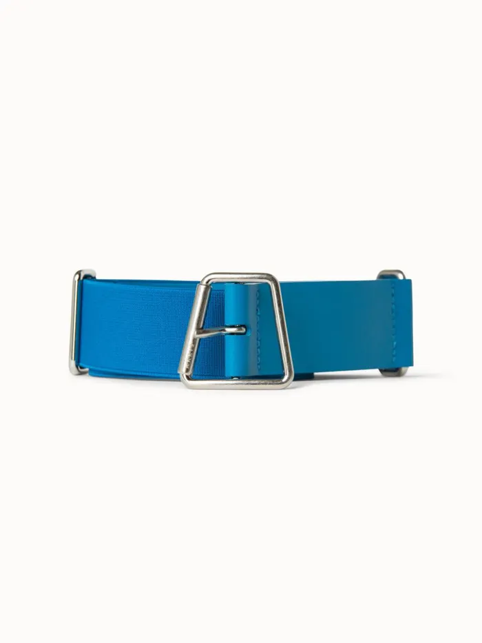Leather And Elastic Belt With Trapezoid Buckle Alpsee Women Akris Belts