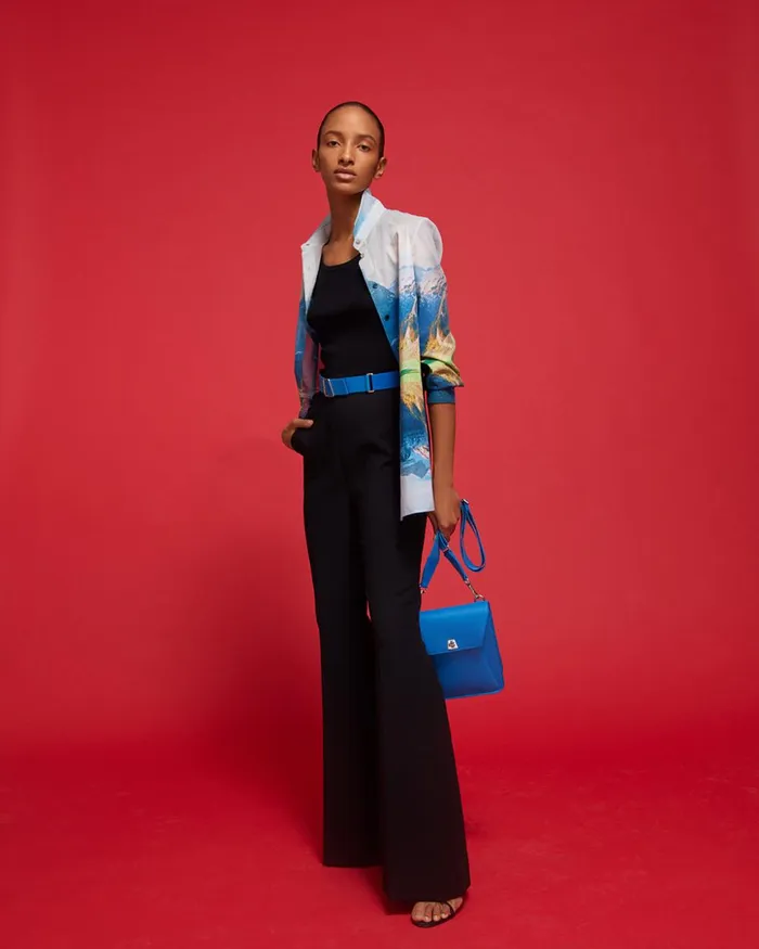 Leather And Elastic Belt With Trapezoid Buckle Alpsee Women Akris Belts