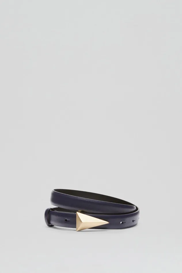 Leather BRUSHED TRIANGLE TRIM BELT 2 DARKNAVY Scanlan Theodore Women Leather BRUSHED TRIANGLE TRIM BELT 2 DARKNAVY Scanlan Theodore Women