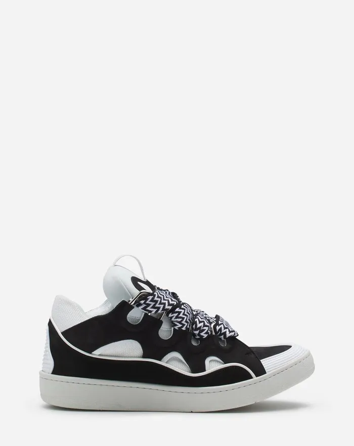 Leather Curb Sneakers Blackwhite Men Lanvin Curb