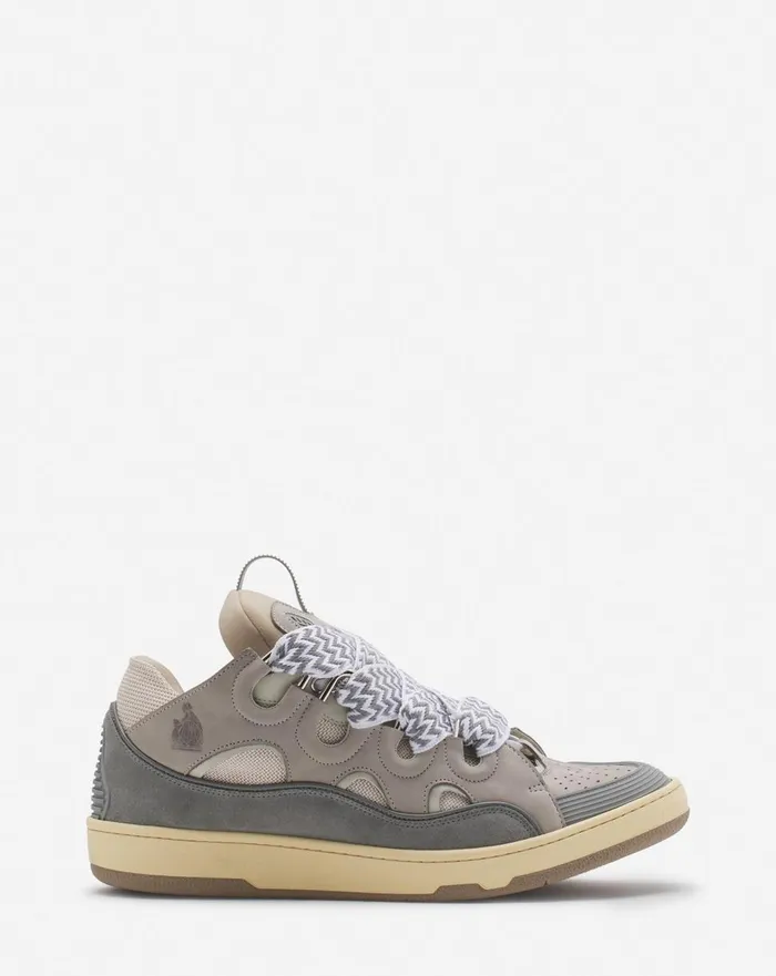 Leather Curb Sneakers Grey 2 Men Lanvin Sneakers