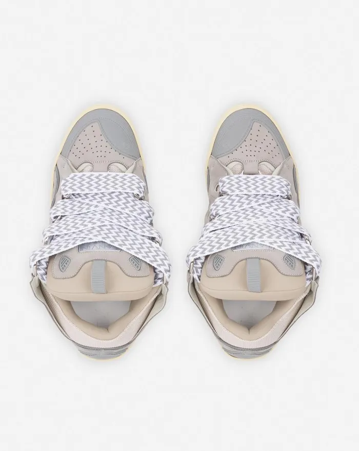 Leather Curb Sneakers Grey 2 Men Lanvin Sneakers