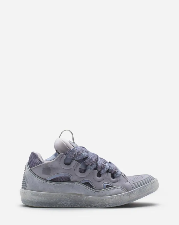 Leather Curb Sneakers Light Grey Women Lanvin Curb